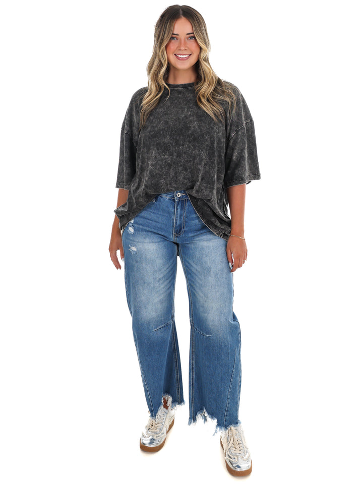 Playing Games Acid Wash Boyfriend Tee