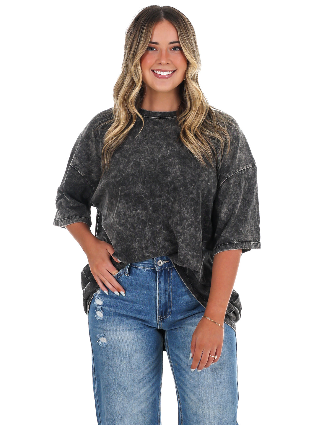 Playing Games Acid Wash Boyfriend Tee