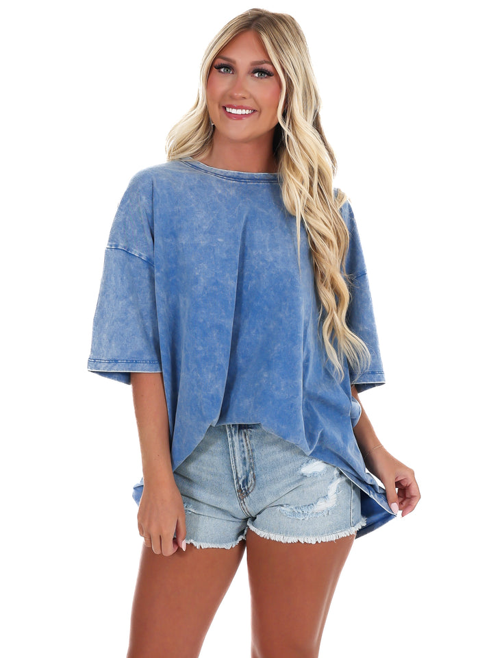 Playing Games Acid Wash Boyfriend Tee