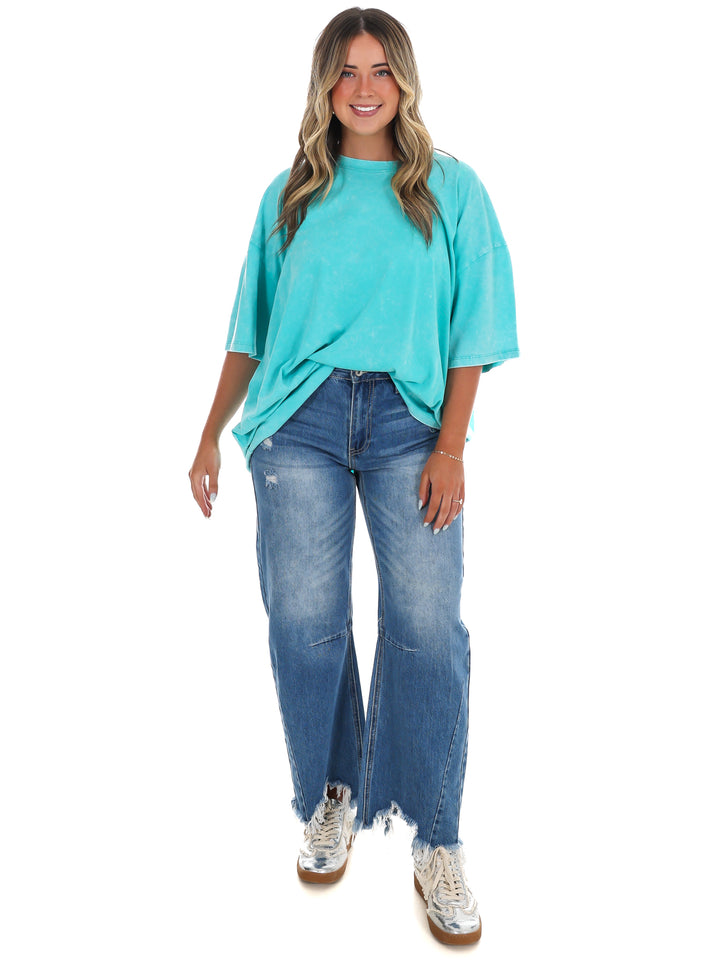 Playing Games Acid Wash Boyfriend Tee