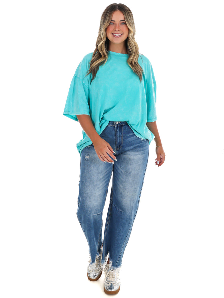 Playing Games Acid Wash Boyfriend Tee