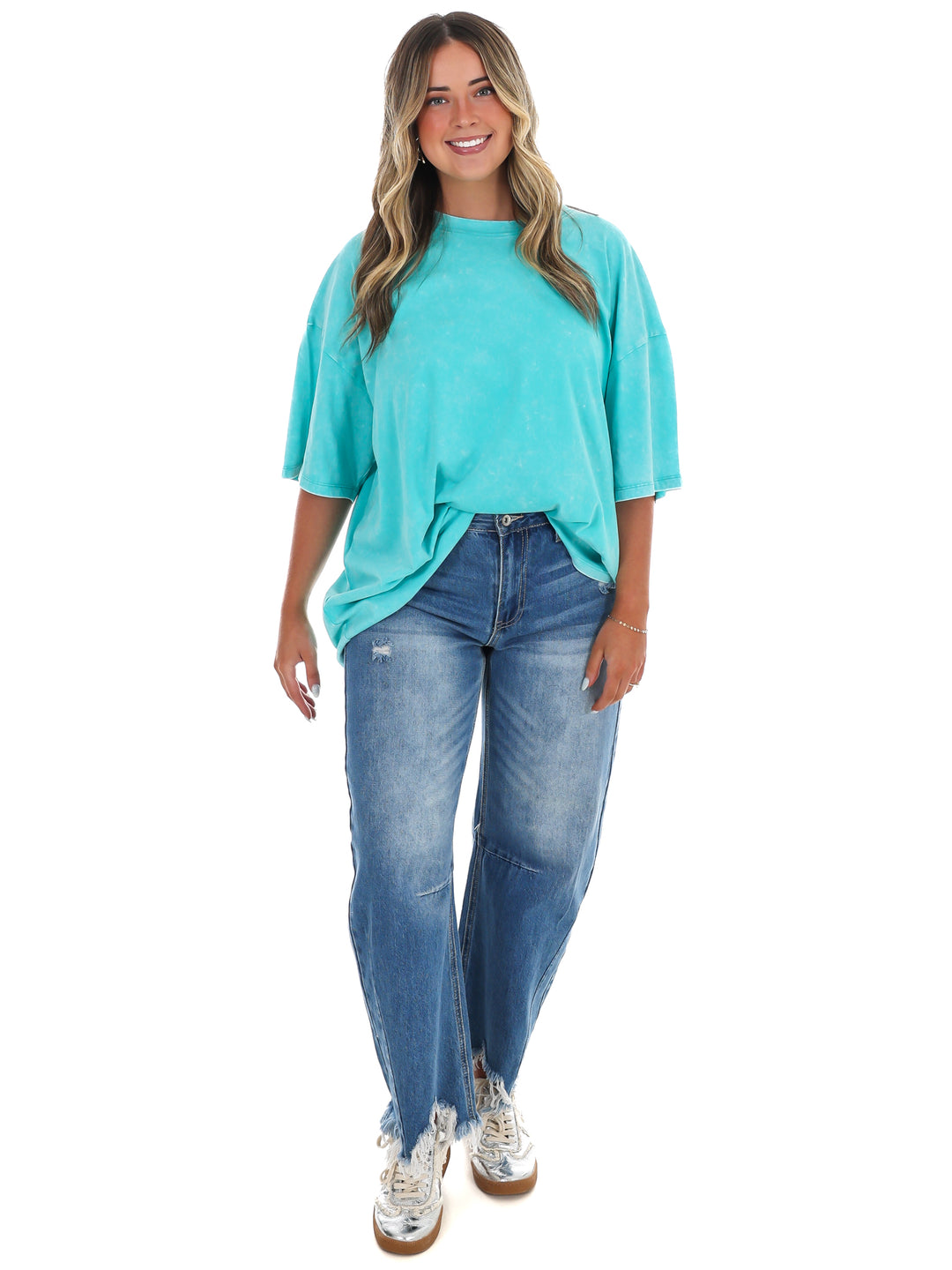 Playing Games Acid Wash Boyfriend Tee