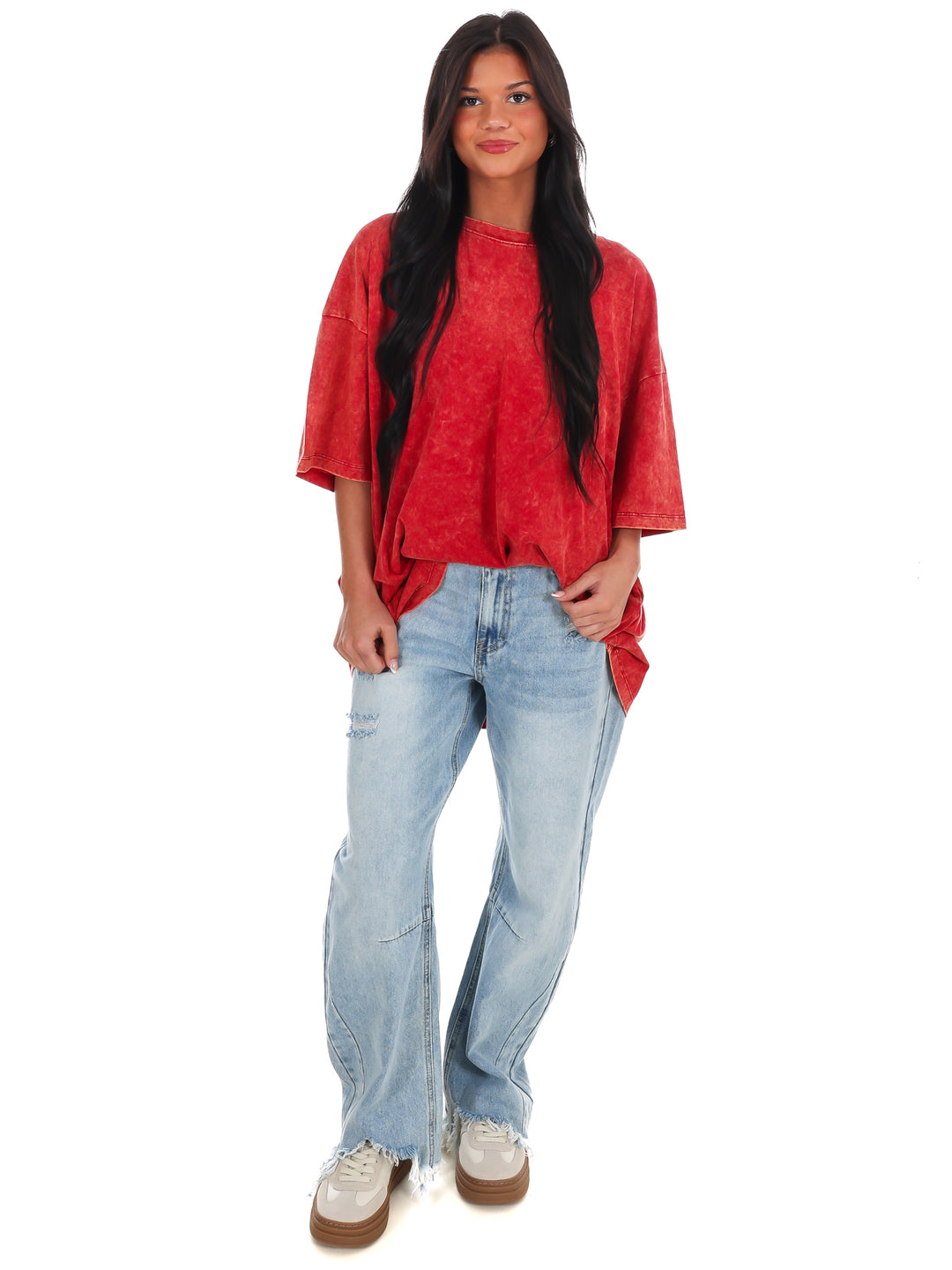 Playing Games Acid Wash Boyfriend Tee