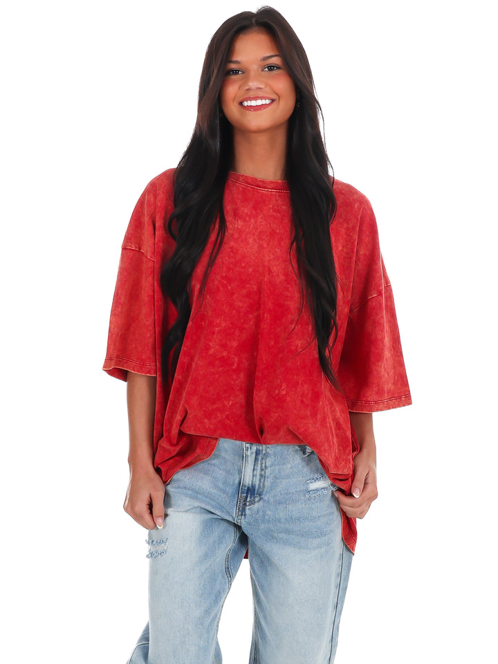 Playing Games Acid Wash Boyfriend Tee