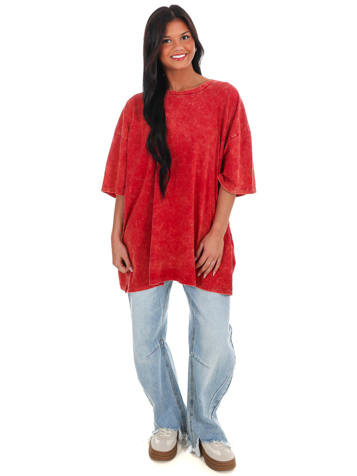 Playing Games Acid Wash Boyfriend Tee