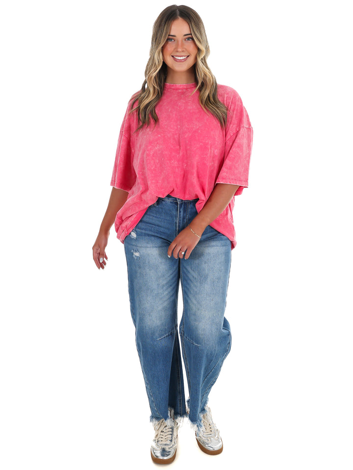 Playing Games Acid Wash Boyfriend Tee