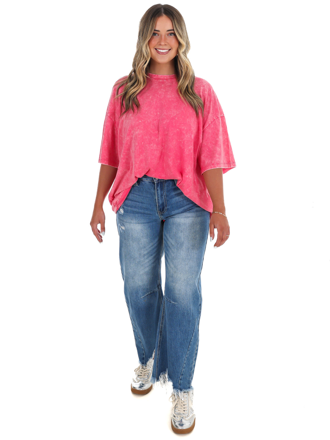 Playing Games Acid Wash Boyfriend Tee