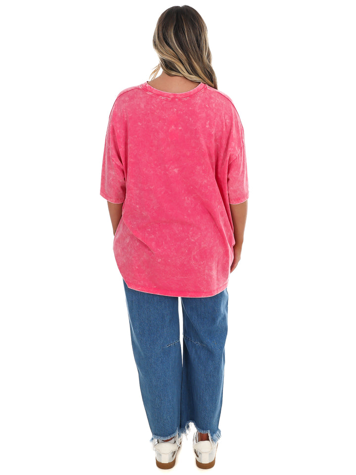 Playing Games Acid Wash Boyfriend Tee