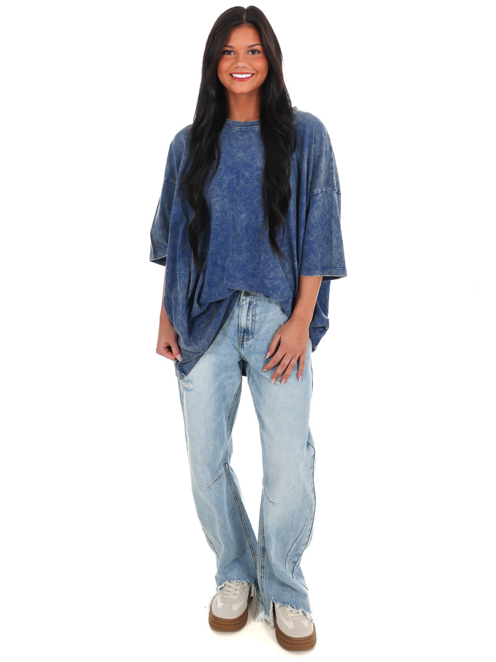 Playing Games Acid Wash Boyfriend Tee