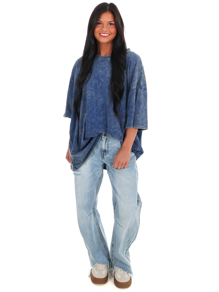 Playing Games Acid Wash Boyfriend Tee