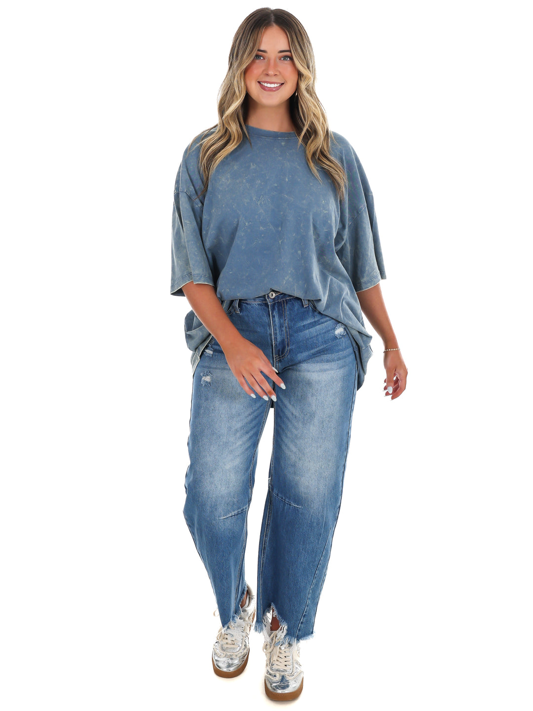 Playing Games Acid Wash Boyfriend Tee