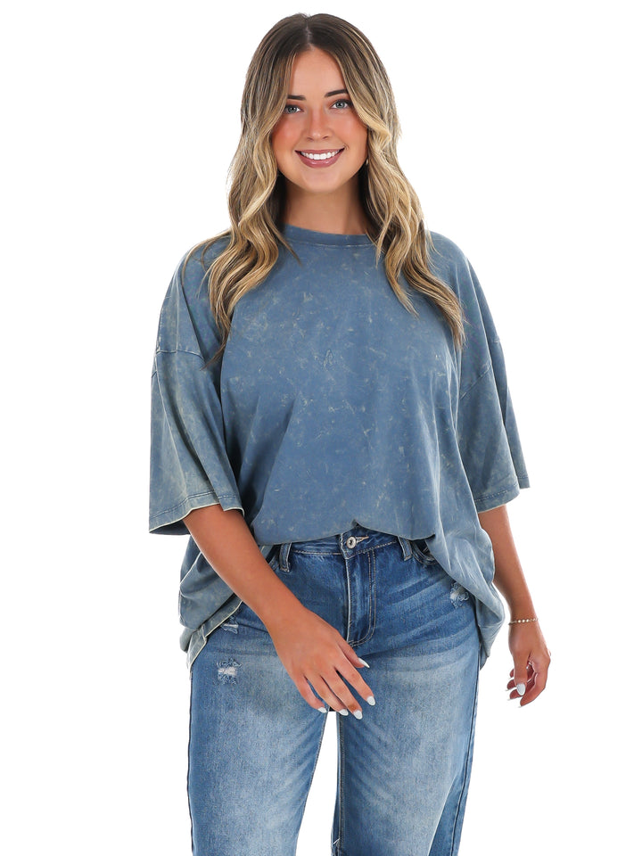 Playing Games Acid Wash Boyfriend Tee