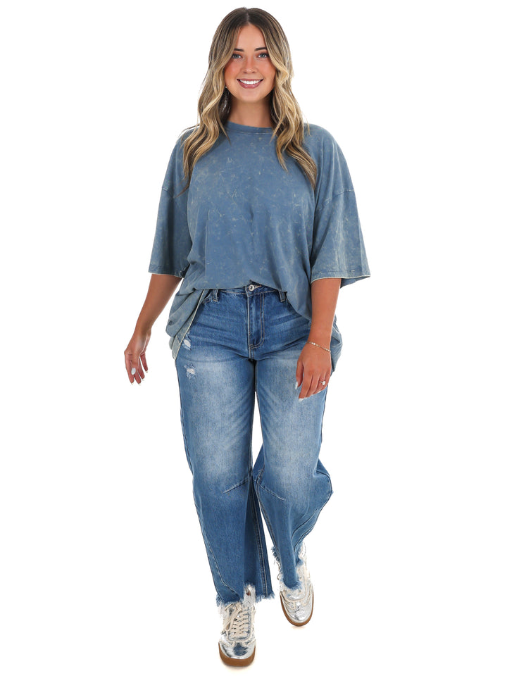 Playing Games Acid Wash Boyfriend Tee