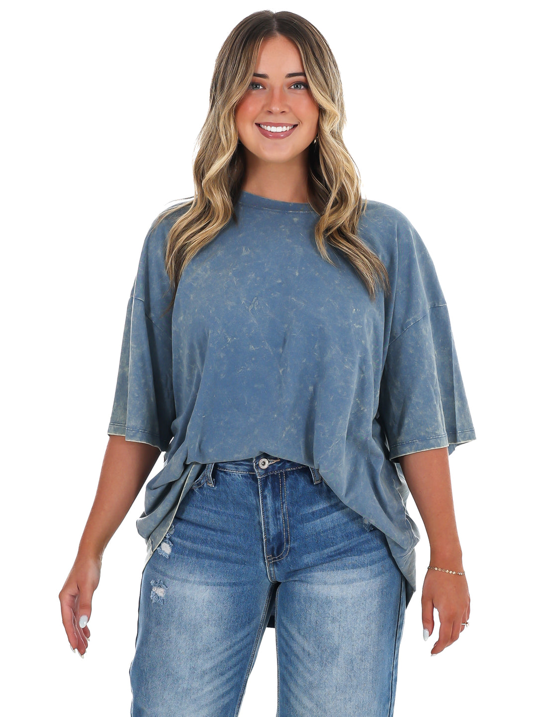 Playing Games Acid Wash Boyfriend Tee