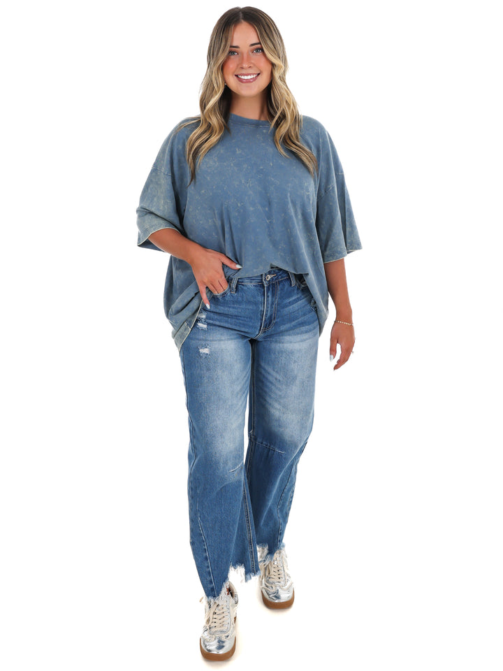 Playing Games Acid Wash Boyfriend Tee