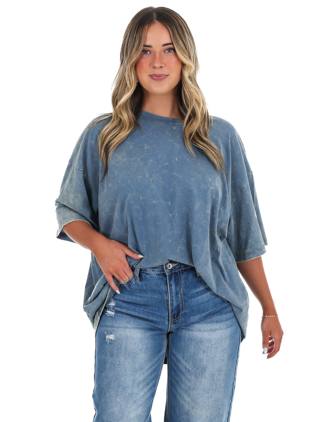 Playing Games Acid Wash Boyfriend Tee