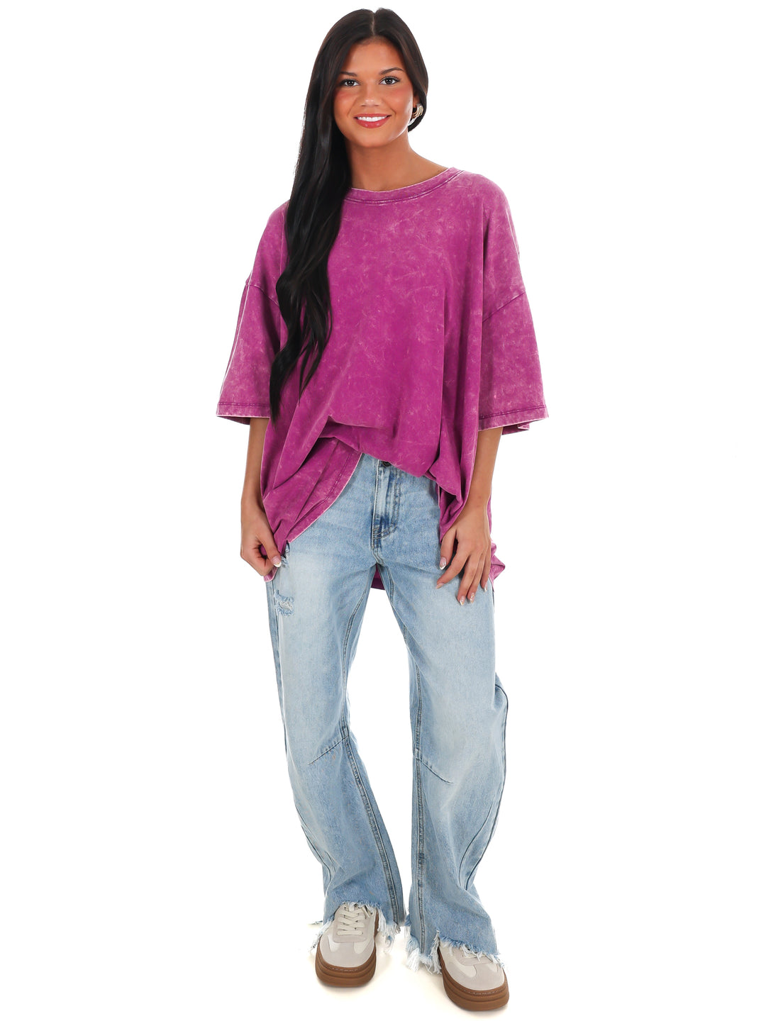 Playing Games Acid Wash Boyfriend Tee