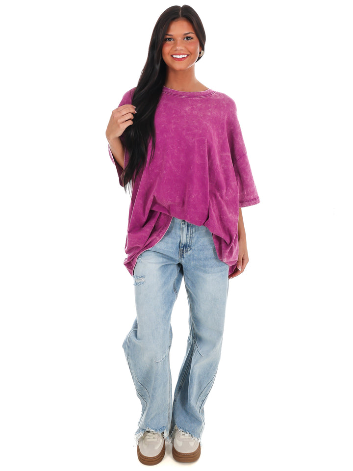 Playing Games Acid Wash Boyfriend Tee