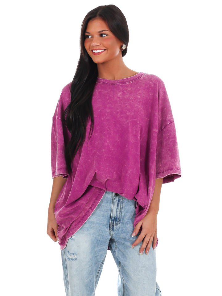 Playing Games Acid Wash Boyfriend Tee