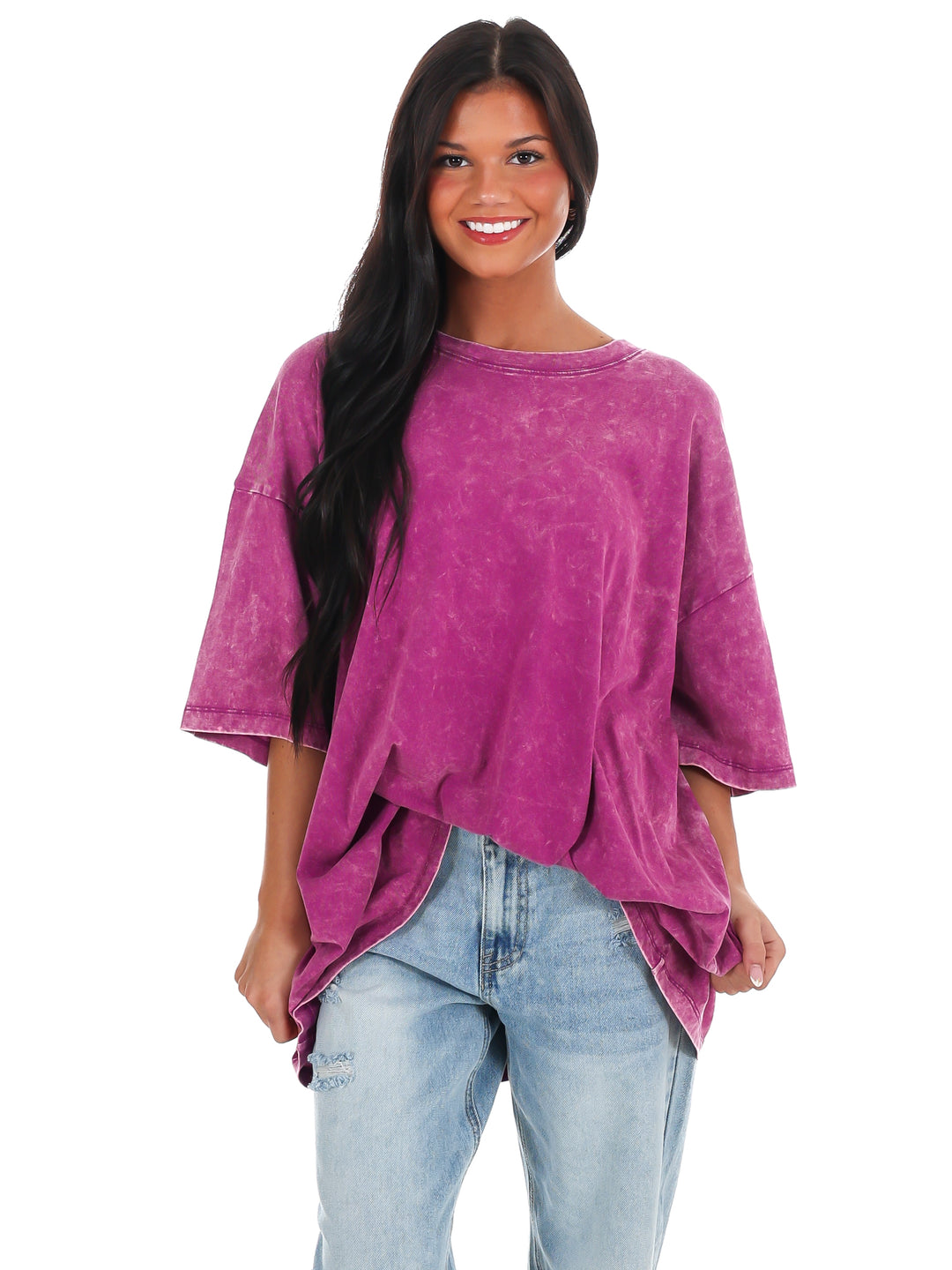 Playing Games Acid Wash Boyfriend Tee