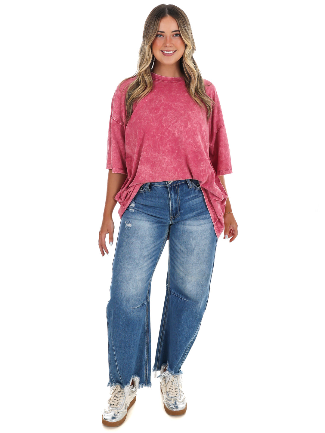 Playing Games Acid Wash Boyfriend Tee