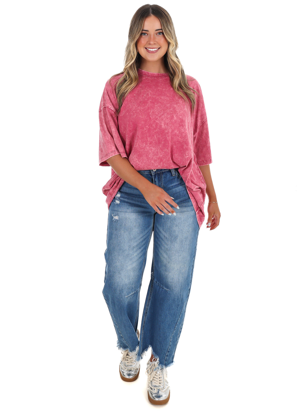 Playing Games Acid Wash Boyfriend Tee