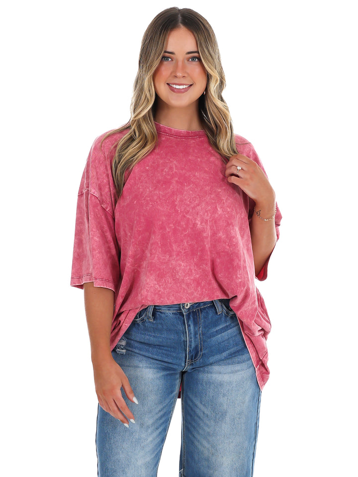 Playing Games Acid Wash Boyfriend Tee