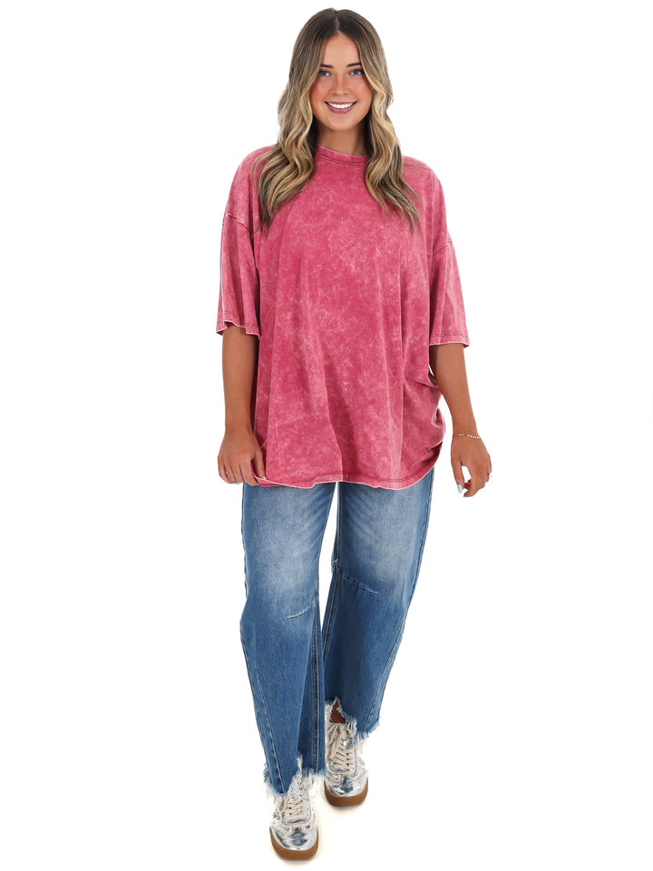 Playing Games Acid Wash Boyfriend Tee