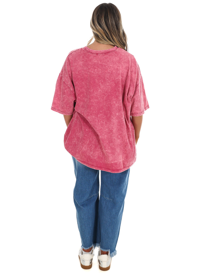 Playing Games Acid Wash Boyfriend Tee