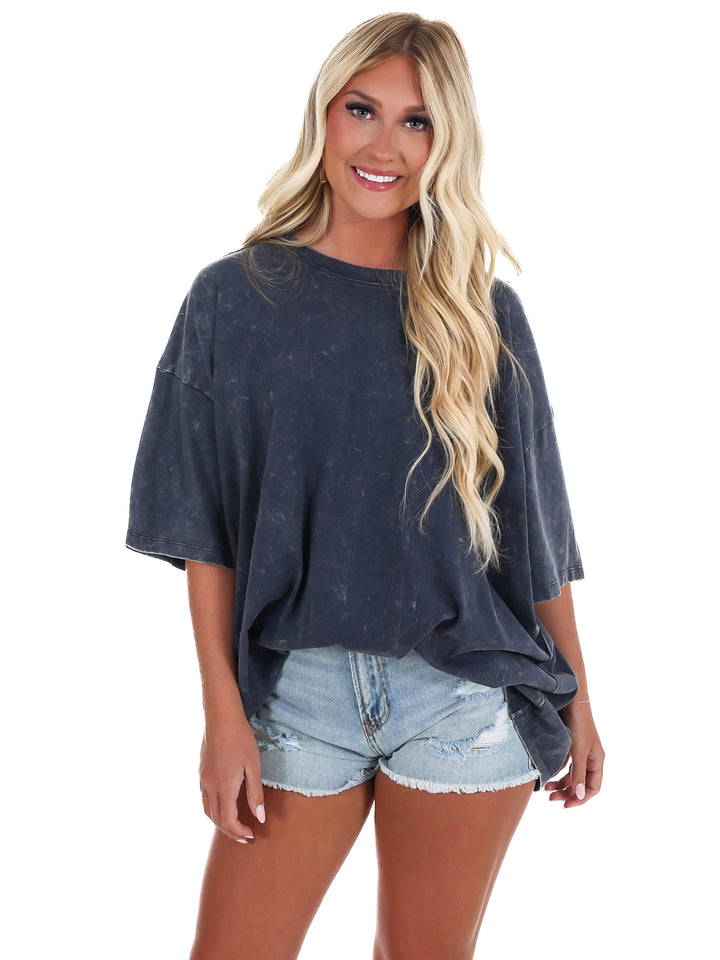 Playing Games Acid Wash Boyfriend Tee