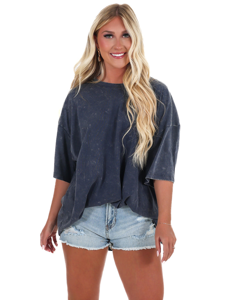 Playing Games Acid Wash Boyfriend Tee