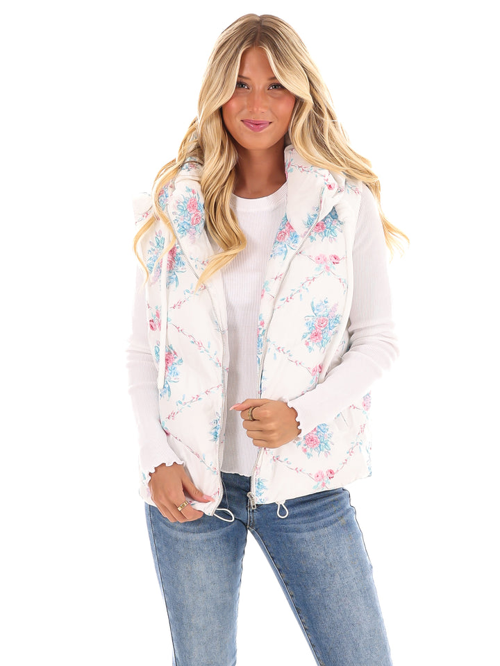 Garden Grove Floral Puffer Vest