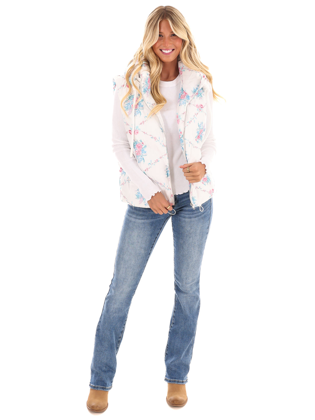 Garden Grove Floral Puffer Vest