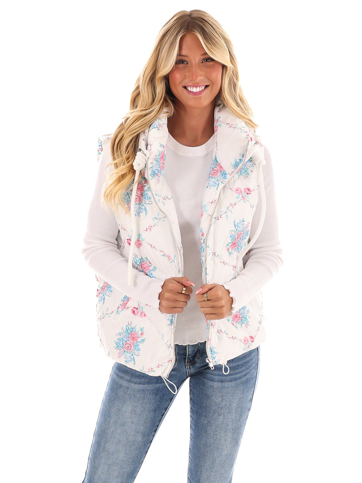 Garden Grove Floral Puffer Vest