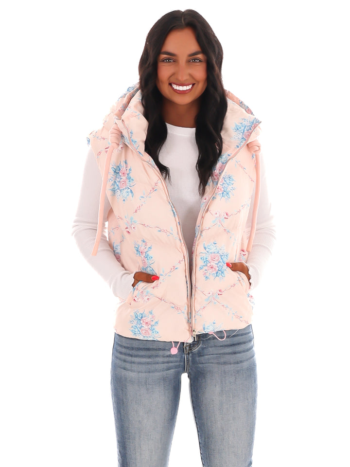 Garden Grove Floral Puffer Vest