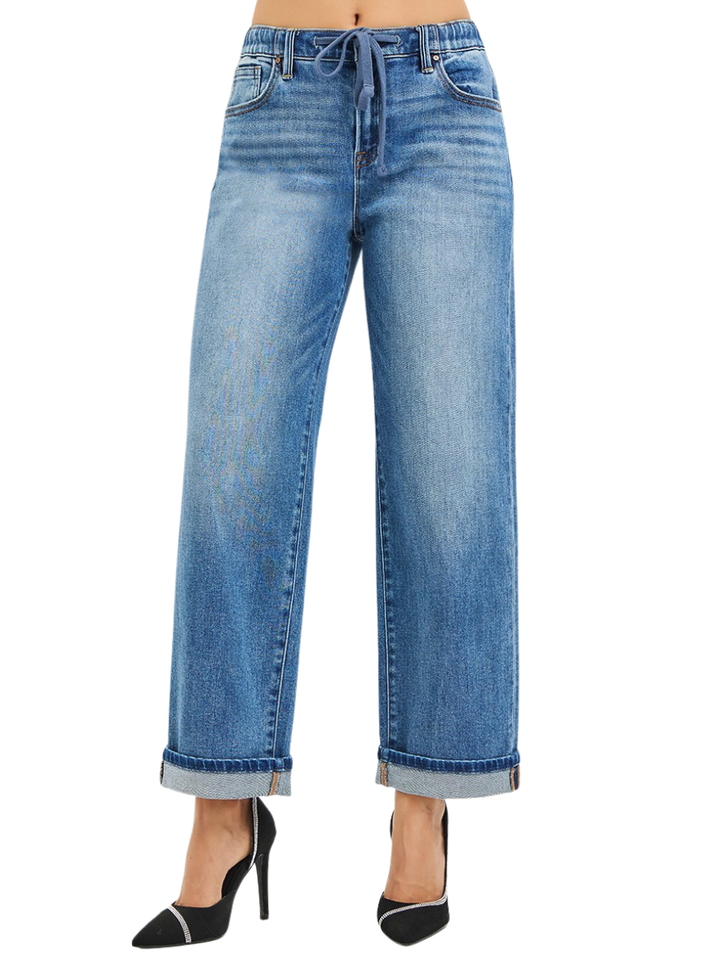 Casual Cool Elastic Band Boyfriend Jeans