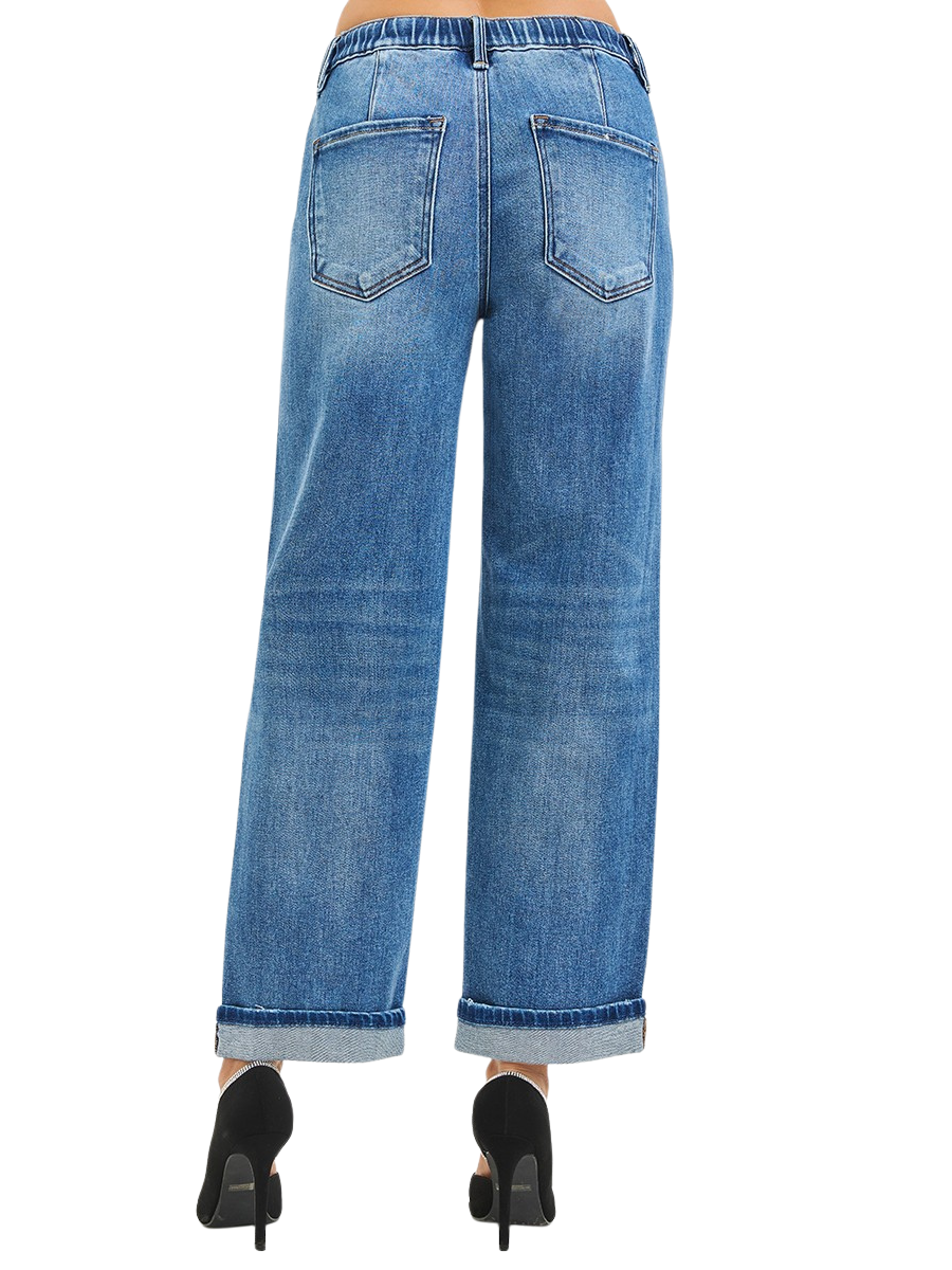 Casual Cool Elastic Band Boyfriend Jeans