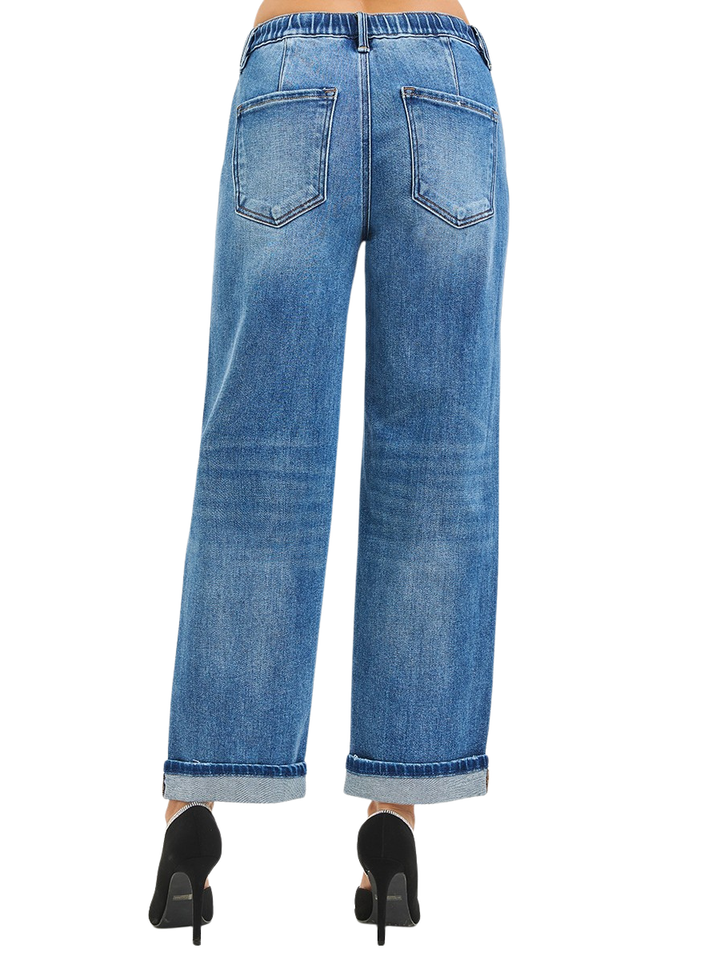 Casual Cool Elastic Band Boyfriend Jeans