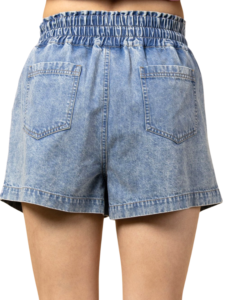 Elastic Waist Mineral Wash Shorts
