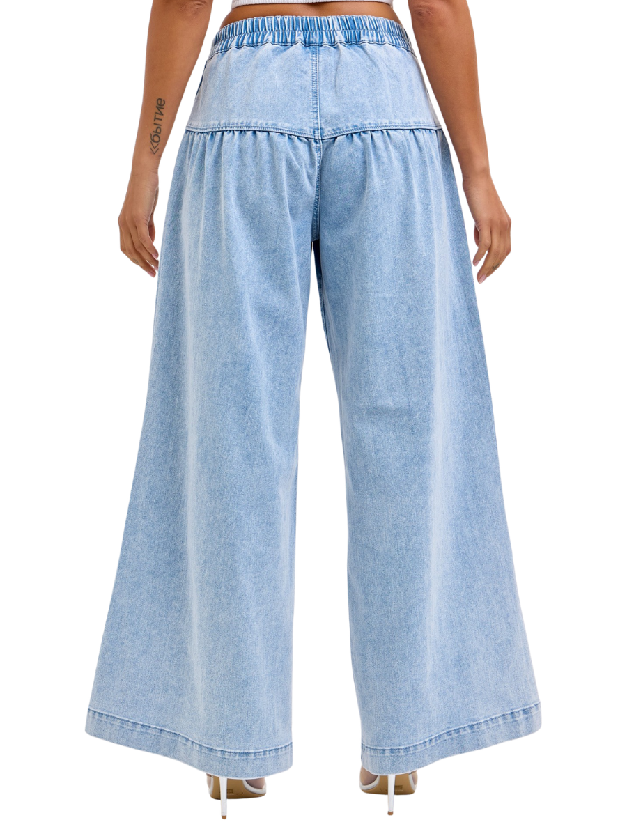 4 Button High Rise Wide Leg Jeans