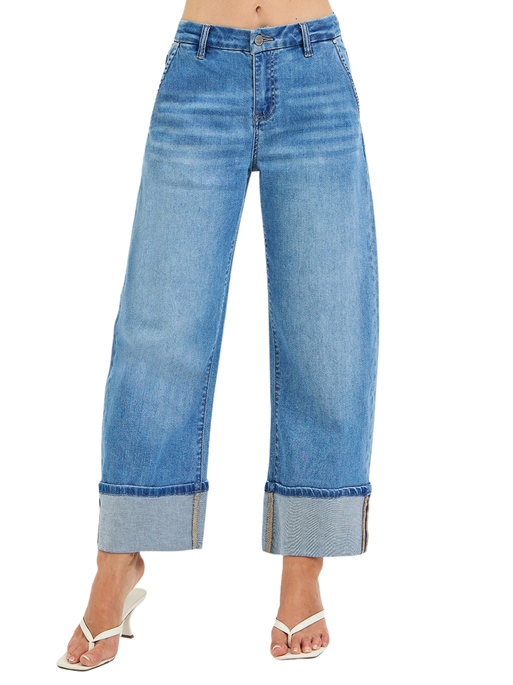 Lowkey Cool Slouchy Crop Barrel Cuffed Jeans