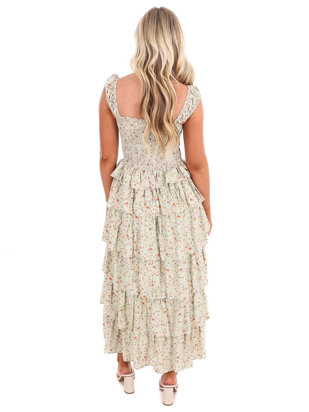 Bed of Roses Floral Tiered Midi Dress