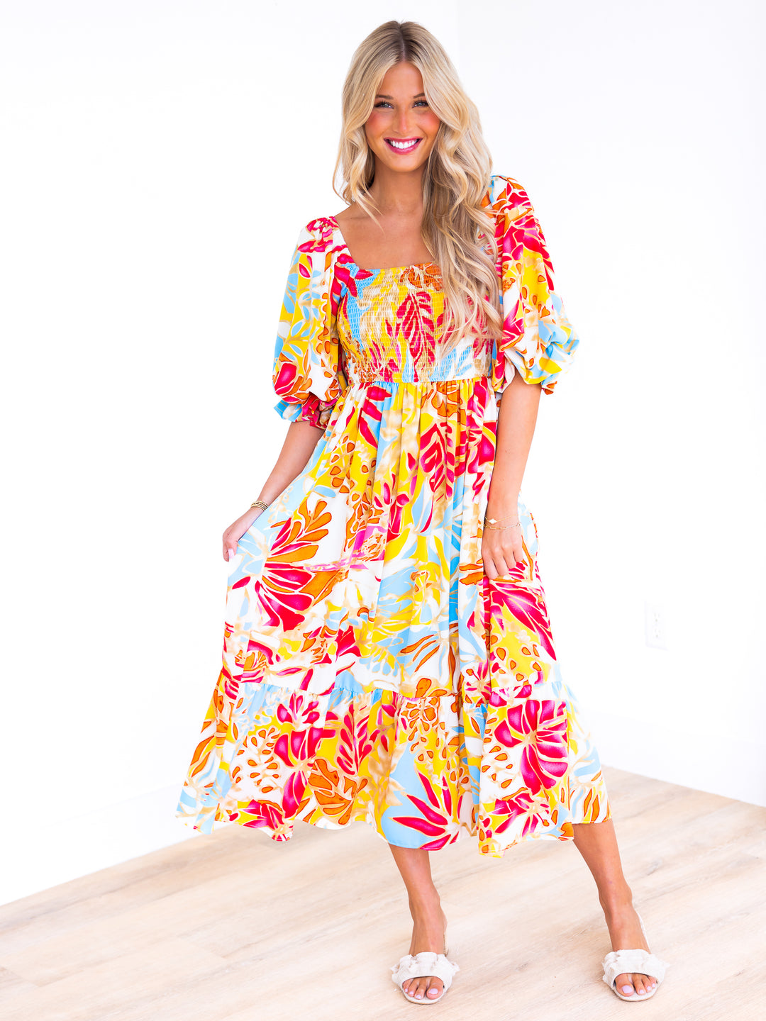 Love Power Print Midi Dress