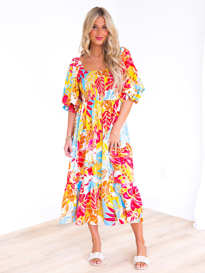 Love Power Print Midi Dress