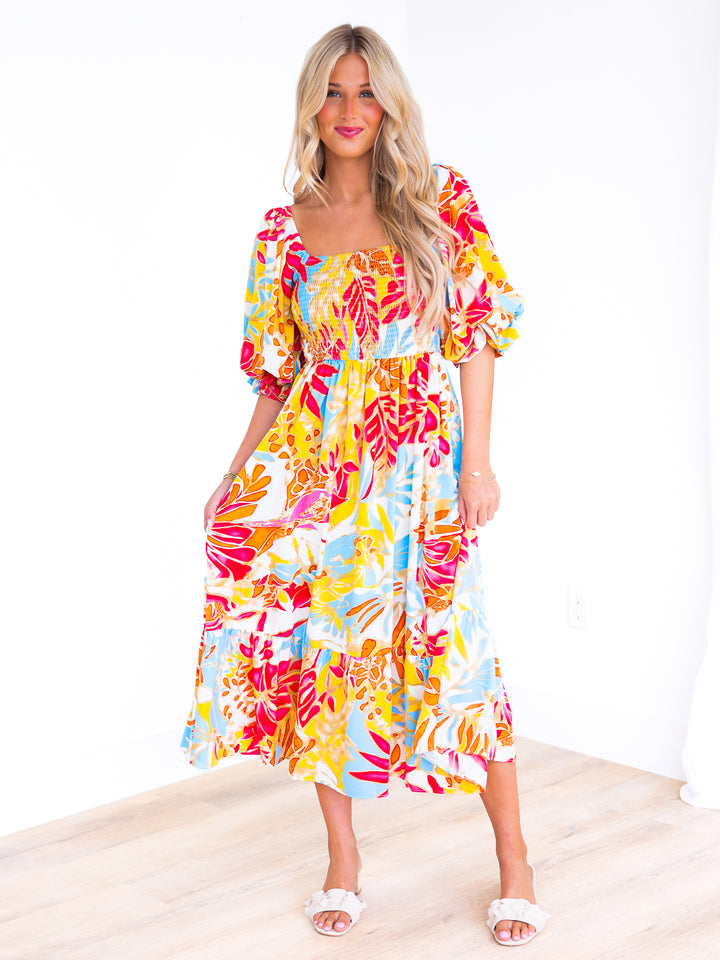 Love Power Print Midi Dress