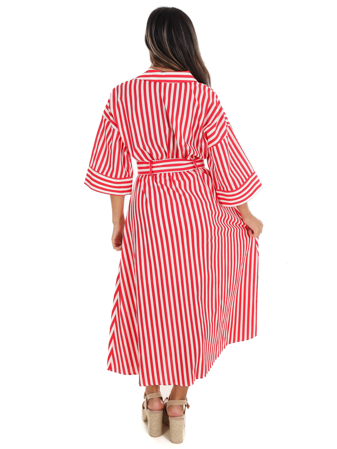 Sail Away Stripe Midi Shirt Dress