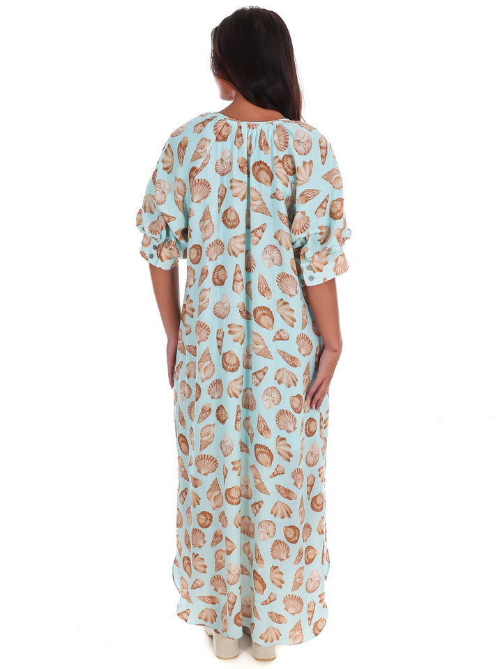 To the Sea and Back Shell Print Midi Dress