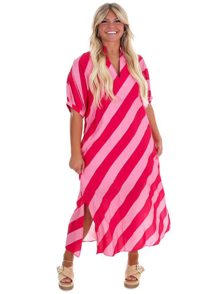 Never Hold Back Stripe Midi Dress