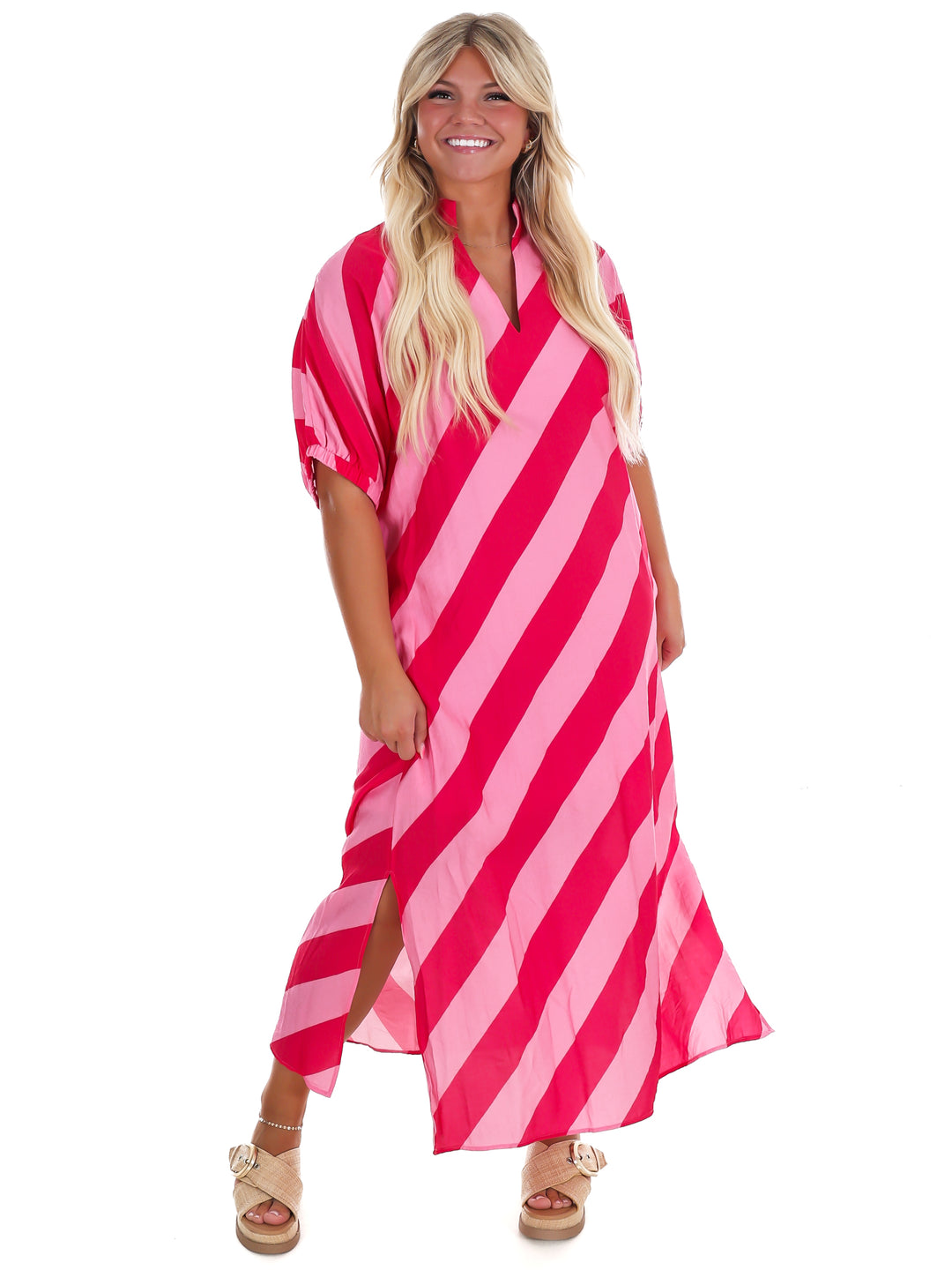 Never Hold Back Stripe Midi Dress