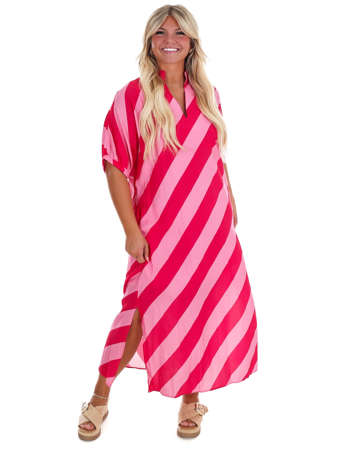 Never Hold Back Stripe Midi Dress